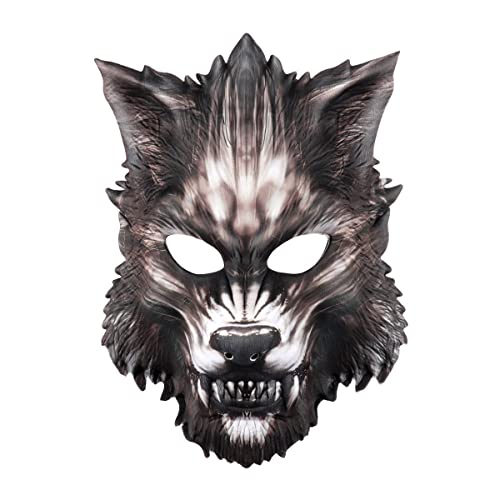 BCATTAW Eva Halbgesicht Tier Wolf Maske Halloween Cosplay Kostüm Maske Karneval Party Maskerade von BCATTAW