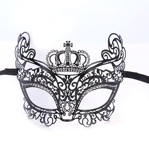 BCATTAW Halbgesichtsmaske aus Metall, für Damen, Cosplay, mit Strasssteinen, für Partys, Halloween, Kostüm-Requisiten BCATTAW Halbgesichtsmaske aus Metall, für Damen, Cosplay, mit Strasssteinen, für Partys, Halloween, Kostüm-Requisiten von BCATTAW