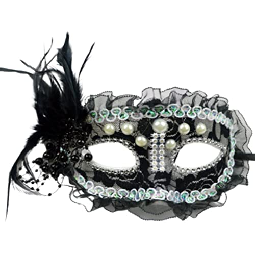BCATTAW Schwarze Halbgesichtsmaske mit Strass-Modellen Show Maske Venedig Prinzessin Gesichtsbedeckung für Damen von BCATTAW