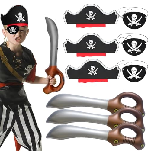 BCHKO 9 STK Piraten Kindergeburtstag Mitgebsel - Aufblasbares Piraten Spielzeug, Piratenhut, Piraten Augenklappe, Falsche Schnurrbärte, Piraten Party Deko für Karneval Fasching Party Halloween BCHKO 9 STK Piraten Kindergeburtstag Mitgebsel - Aufblasbares Piraten Spielzeug, Piratenhut, Piraten Augenklappe, Falsche Schnurrbärte, Piraten Party Deko für Karneval Fasching Party Halloween von BCHKO