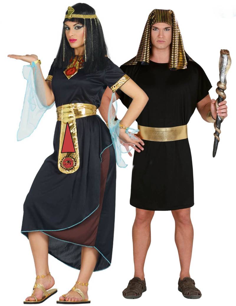 Ägypten-Paarkostüm für Erwachsene Cleopatra und Pharao Faschingskostüm schwarz-gold von BCI