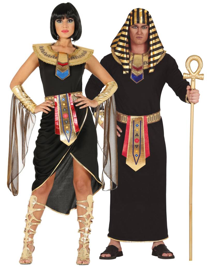 Ägypten-Partnerkostüm für Erwachsene Pharao und Cleopatra Fasching schwarz-gold von BCI