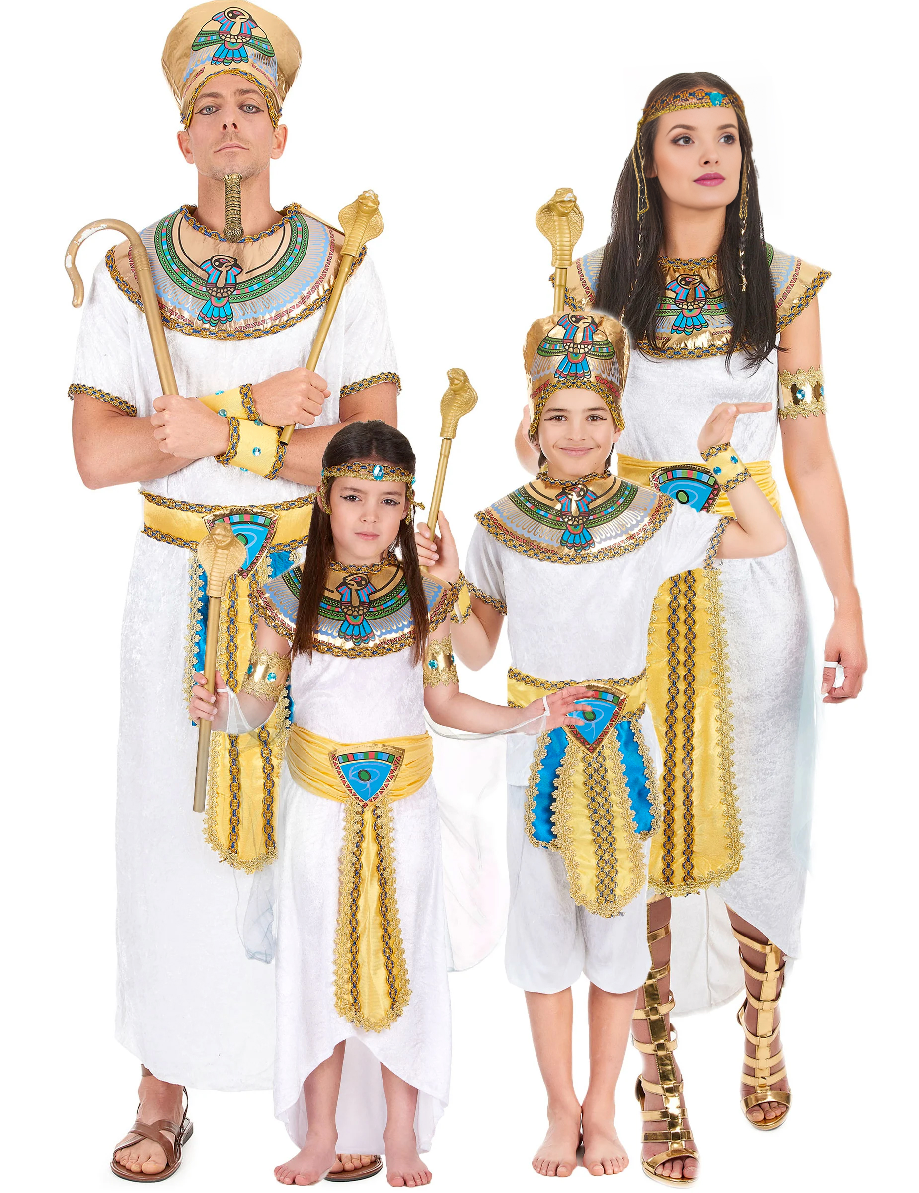 Ägypter-Familienkostüm Karneval weiss-blau-gold von BCI
