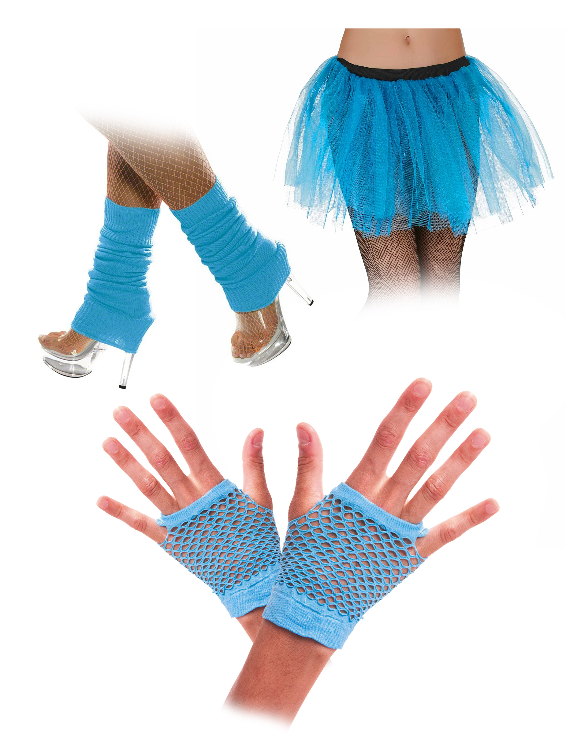 Accessoire Set Neon Blau 80er Erwachsene Accessoire Set Neon Blau 80er Erwachsene von BCI
