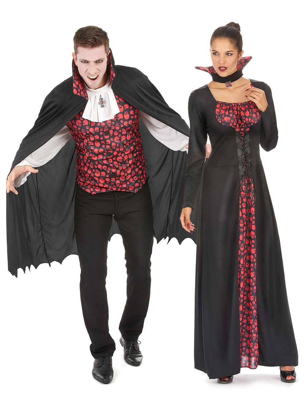 Adliger Vampir-Paarkostüm Halloween rot-schwarz von BCI