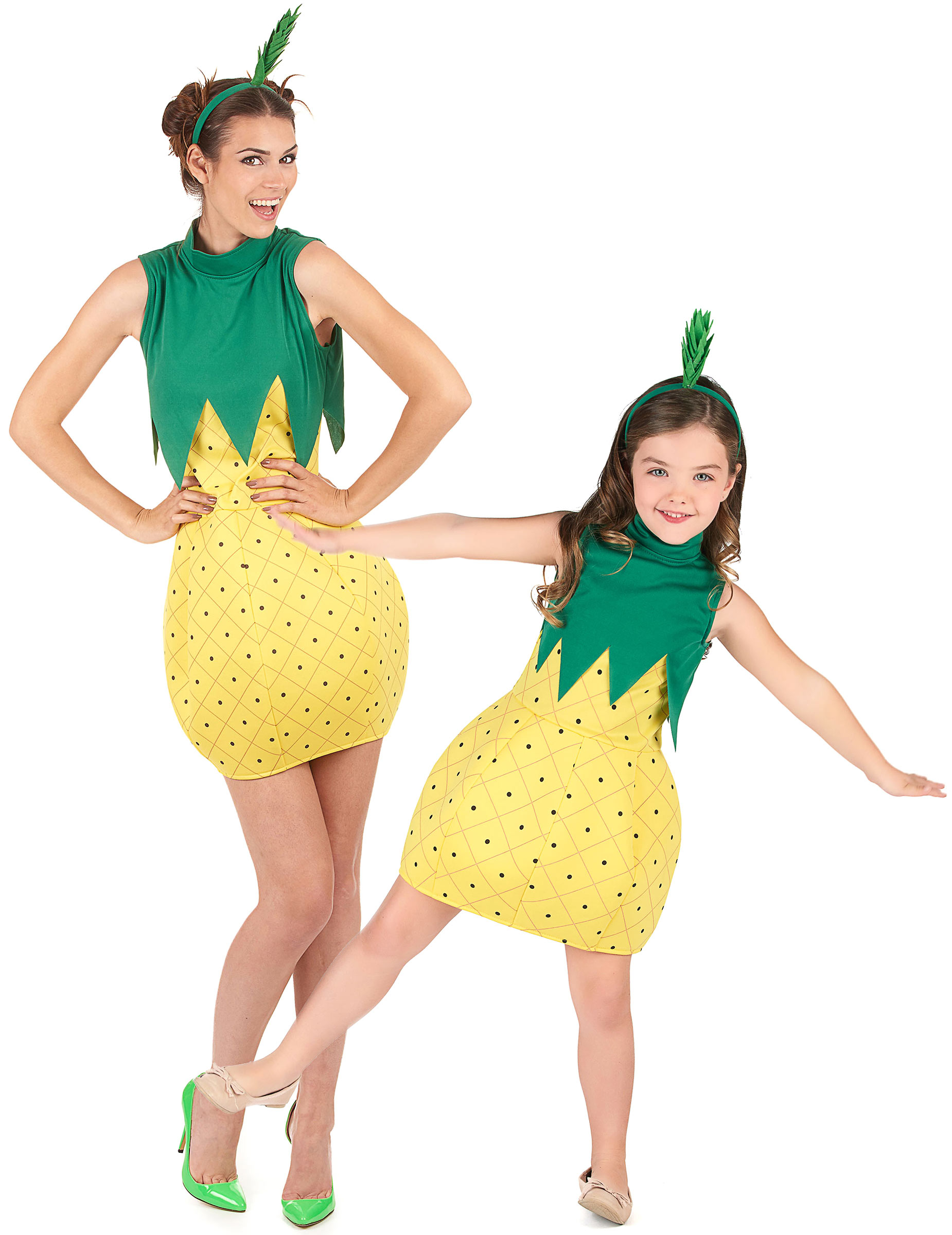 Ananas-Paarkostüm für Erwachsene und Kinder Karneval grün-gelb von BCI