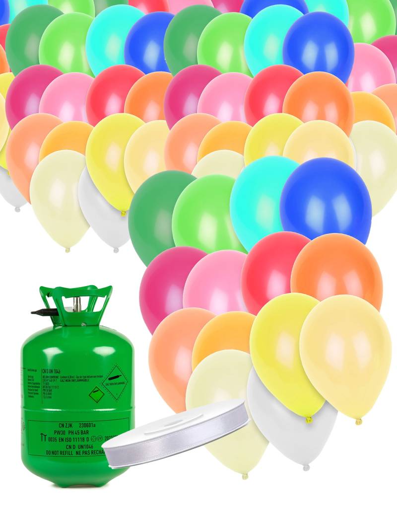 Ballonset Helium und 50 bunte Luftballons und Band von BCI