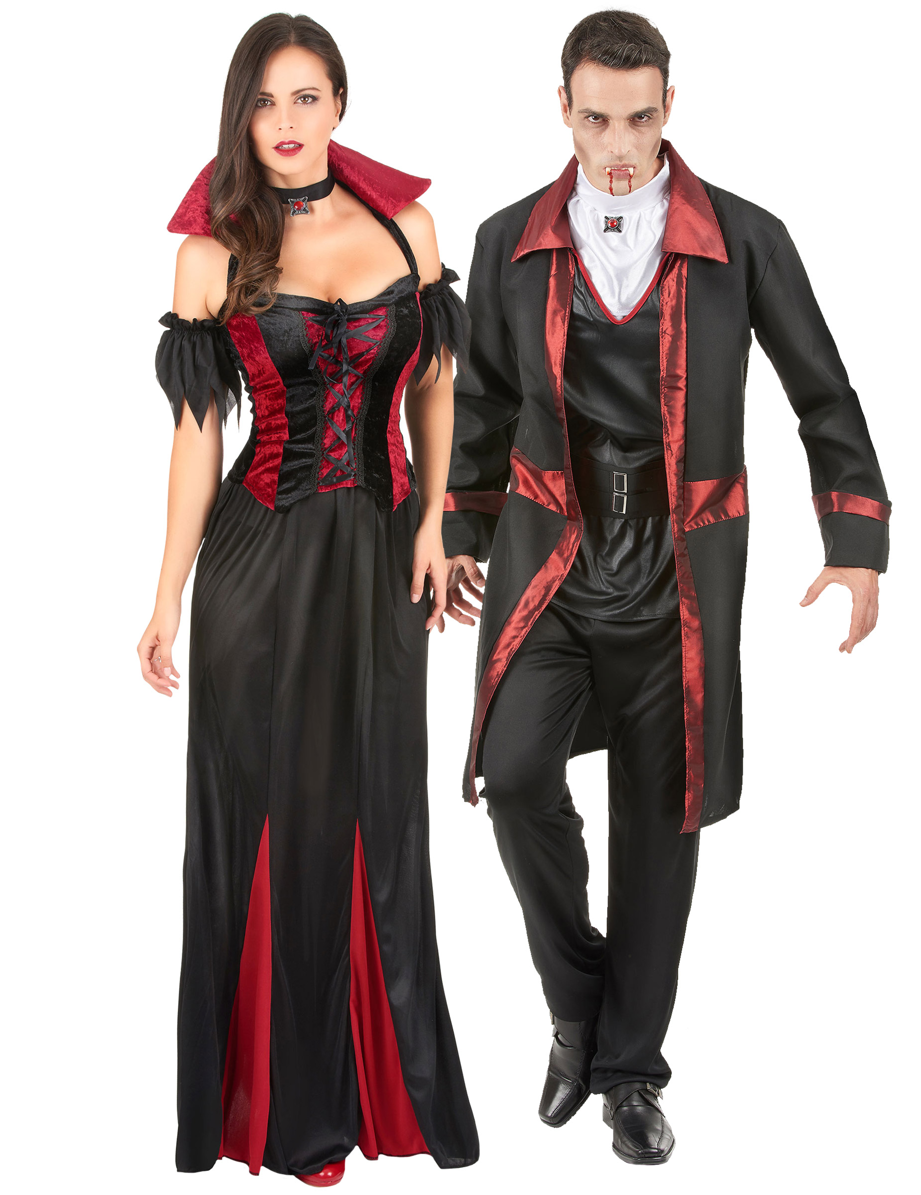 Barockes Vampir-Adelspaar Halloween-Paarkostüm für Erwachsene schwarz-rot-weiß Barockes Vampir-Adelspaar Halloween-Paarkostüm für Erwachsene schwarz-rot-weiß von BCI