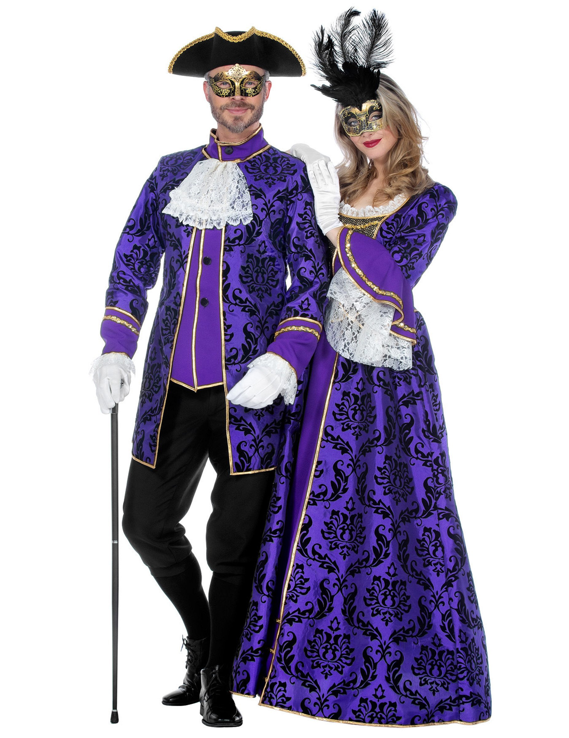 Baroques Marquis Paarkostüm für Erwachsene Lila von BCI
