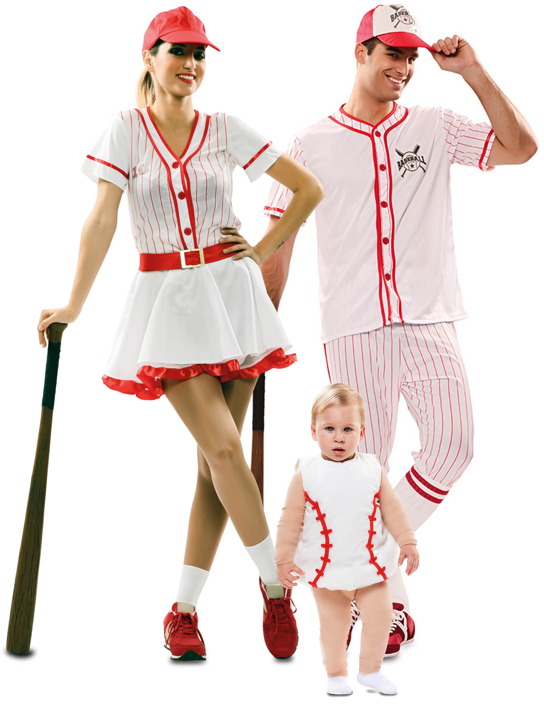Baseball-Familie Gruppenkostüm weiss-rot Baseball-Familie Gruppenkostüm weiss-rot von BCI