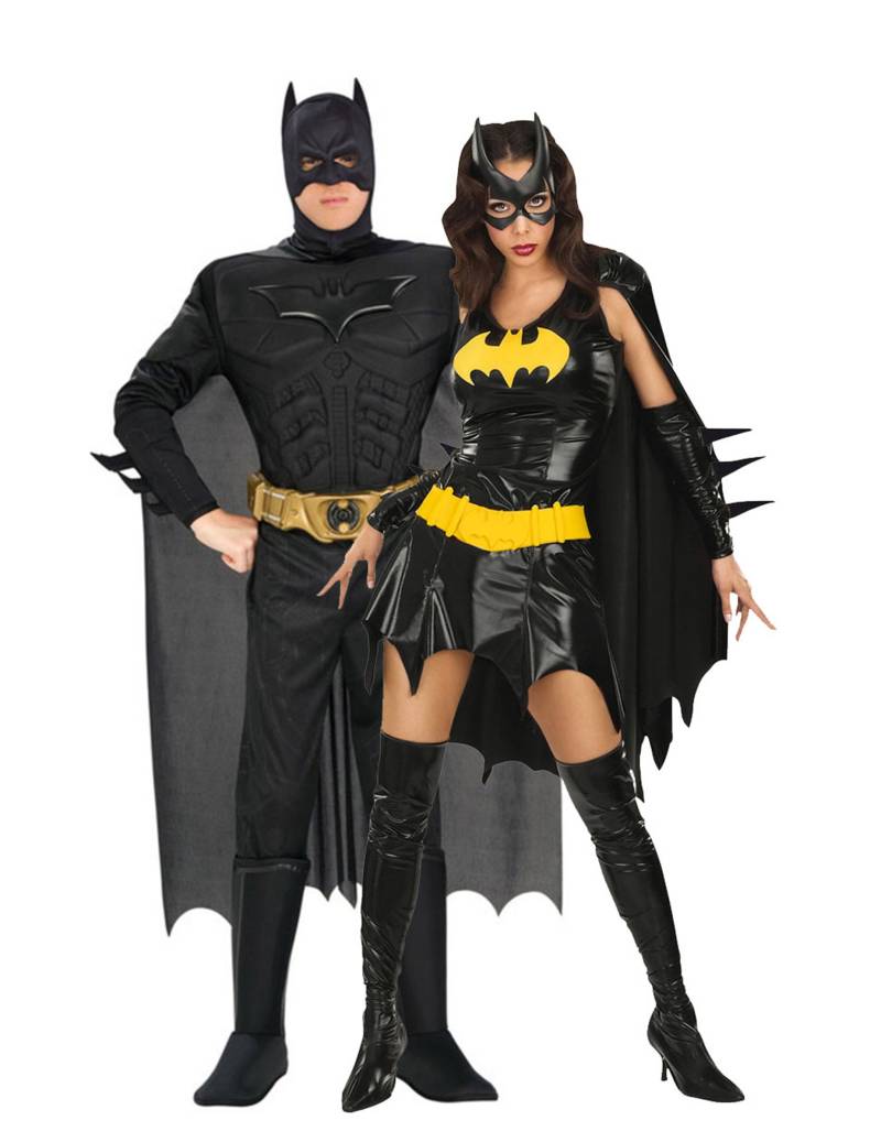 Batman + Batgirl-Paarkostüm Lizenzartikel schwarz-gelb von BCI