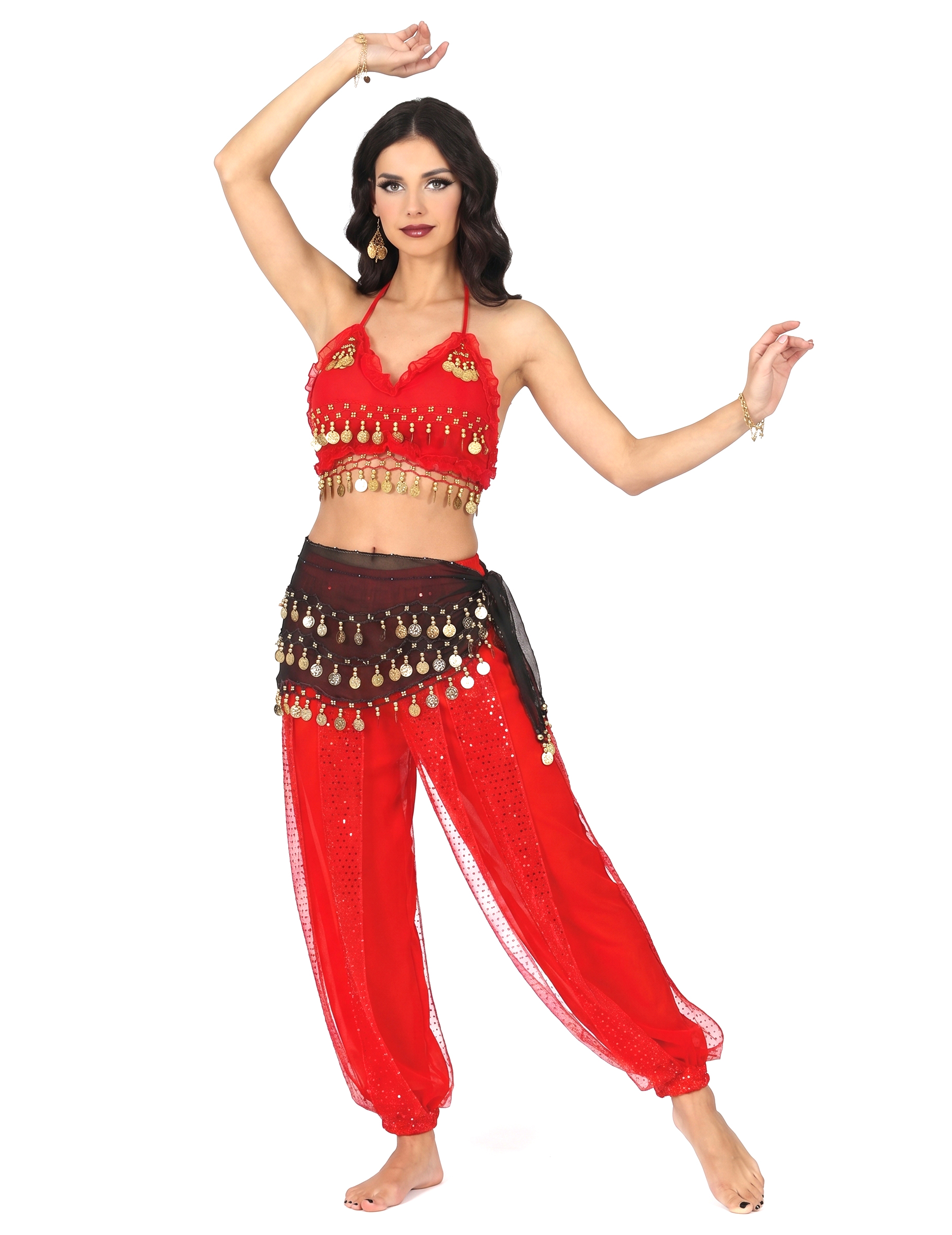 Bauchtänzerin Kostüm rot und schwarz für Damen - komplettes orientalische Kostüm Frau Bauchtänzerin Kostüm rot und schwarz für Damen - komplettes orientalische Kostüm Frau von BCI