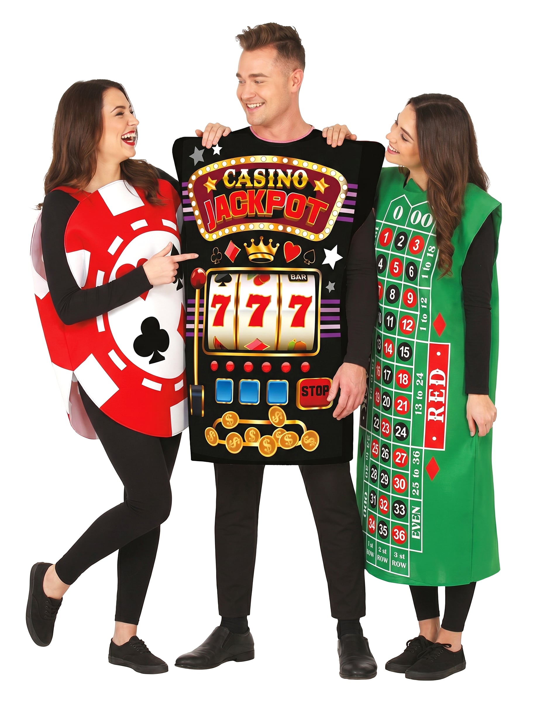 Casino Gruppenkostüm Erwachsene - Pokerchip, Roulette + Spielautomaten Kostüm für Mottoparty, Karneval + JGA von BCI