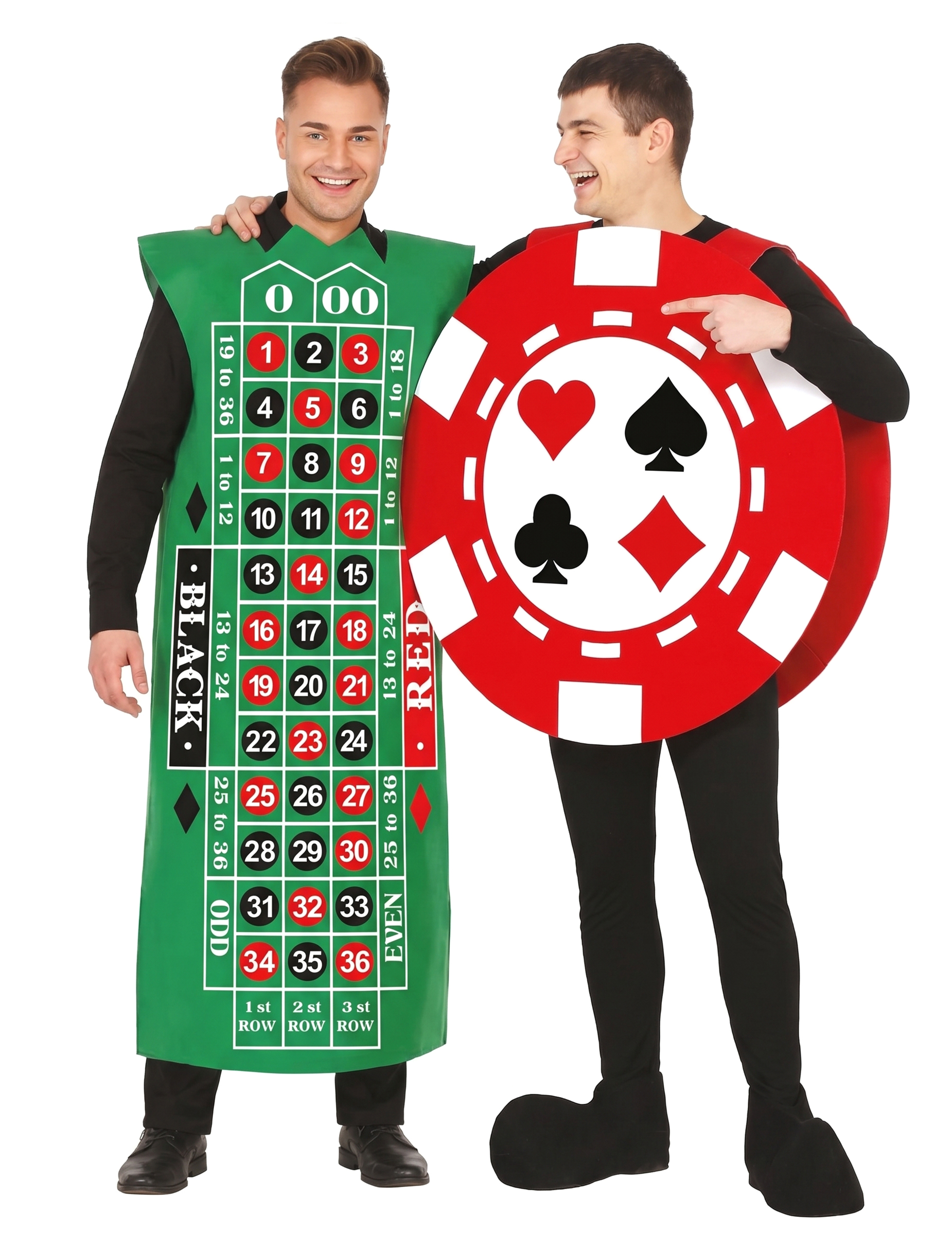 Casino Paarkostüm Erwachsene - Roulette + Pokerchip Kostüm für Mottoparty, Karneval + JGA von BCI