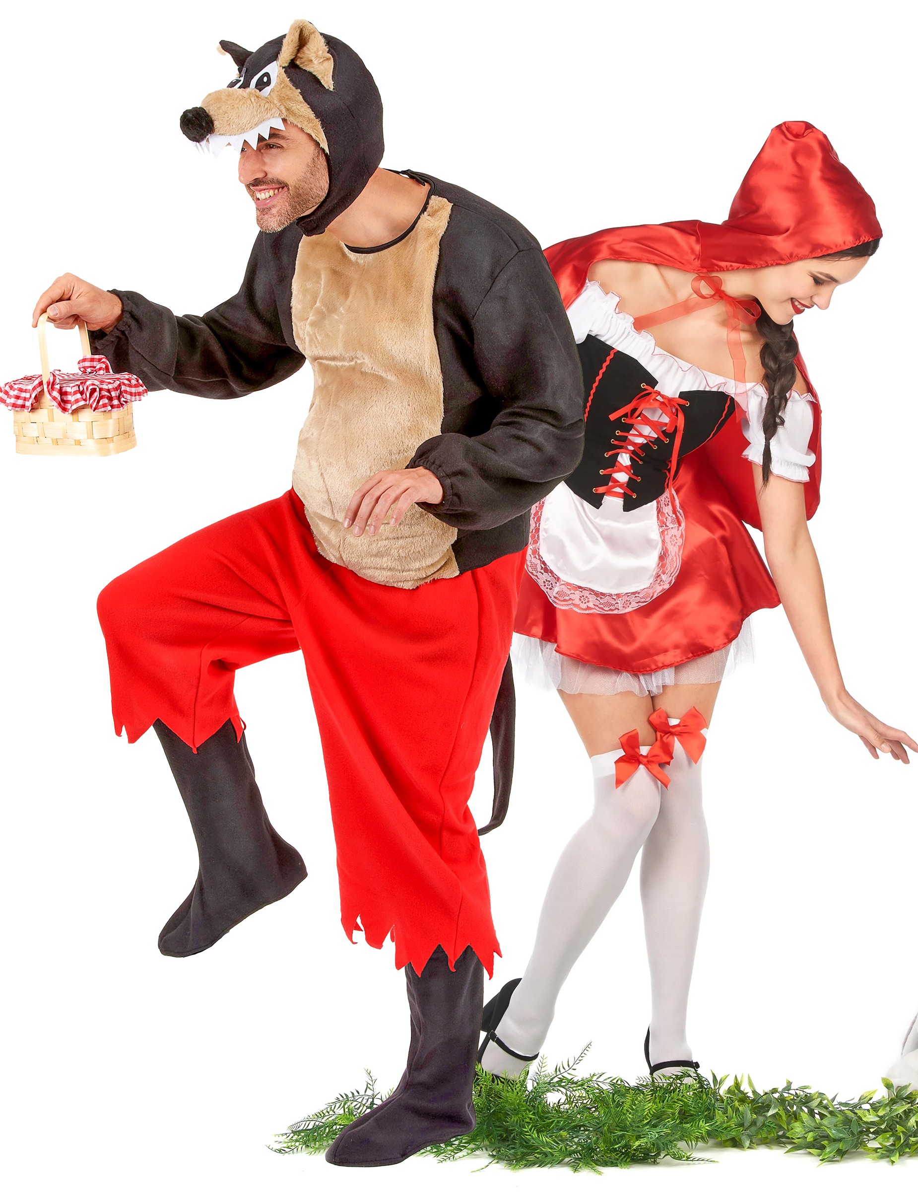 Erwachsenen-Paar-Verkleidung Rotkäppchen und der böse Wolf - rot/weiß/braun Erwachsenen-Paar-Verkleidung Rotkäppchen und der böse Wolf - rot/weiß/braun von BCI