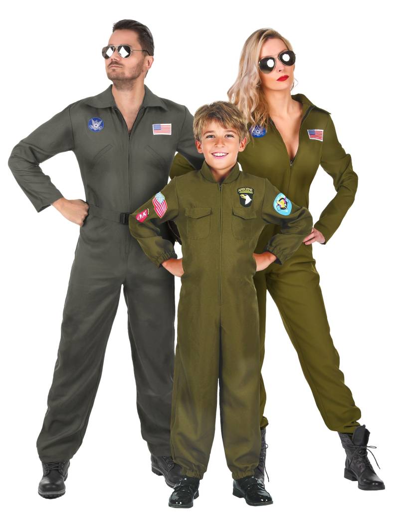 Flugzeugpiloten-Trio Kostüm grün von BCI