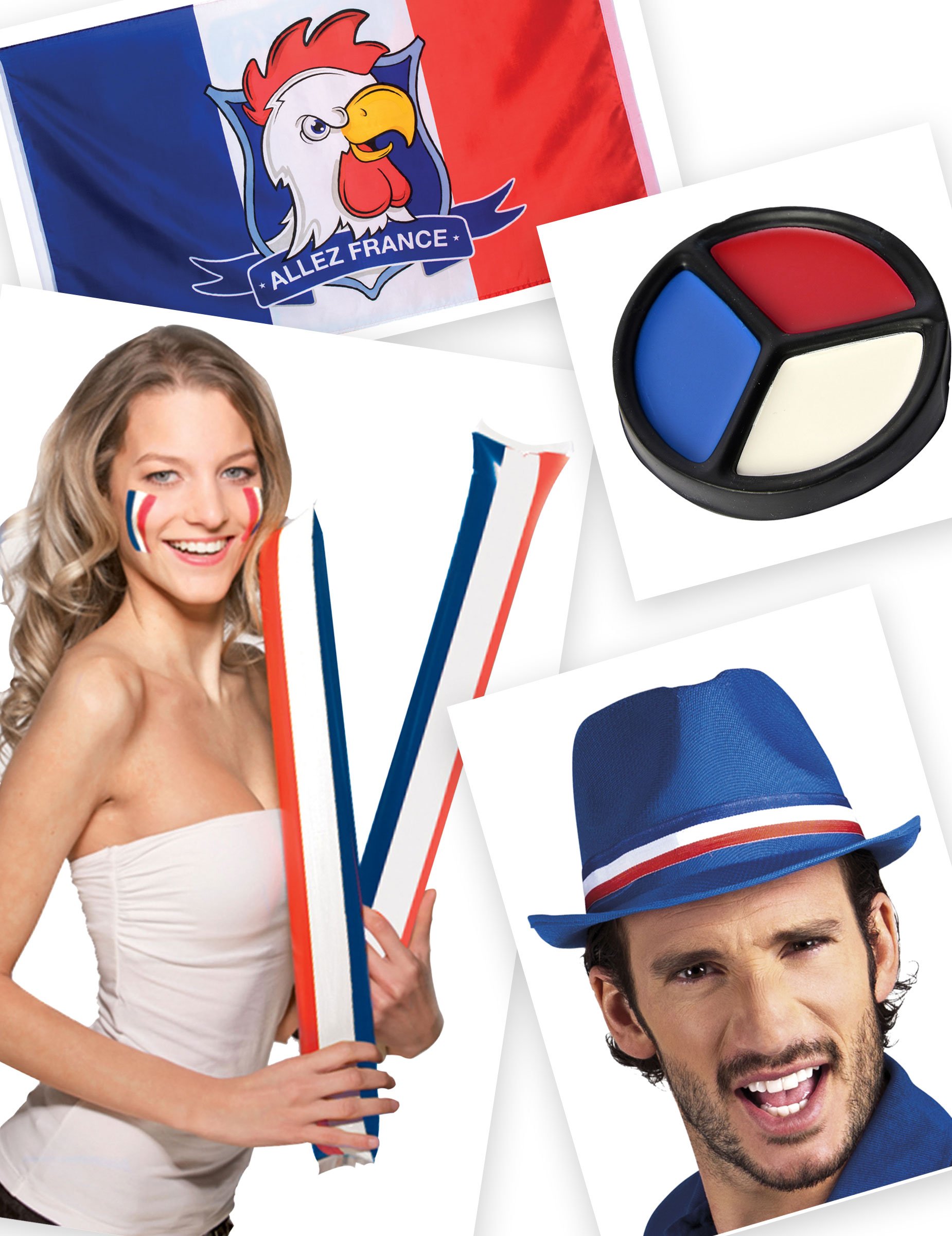 Frankreich-Fanset 4-teilig blau-weiss-rot von BCI