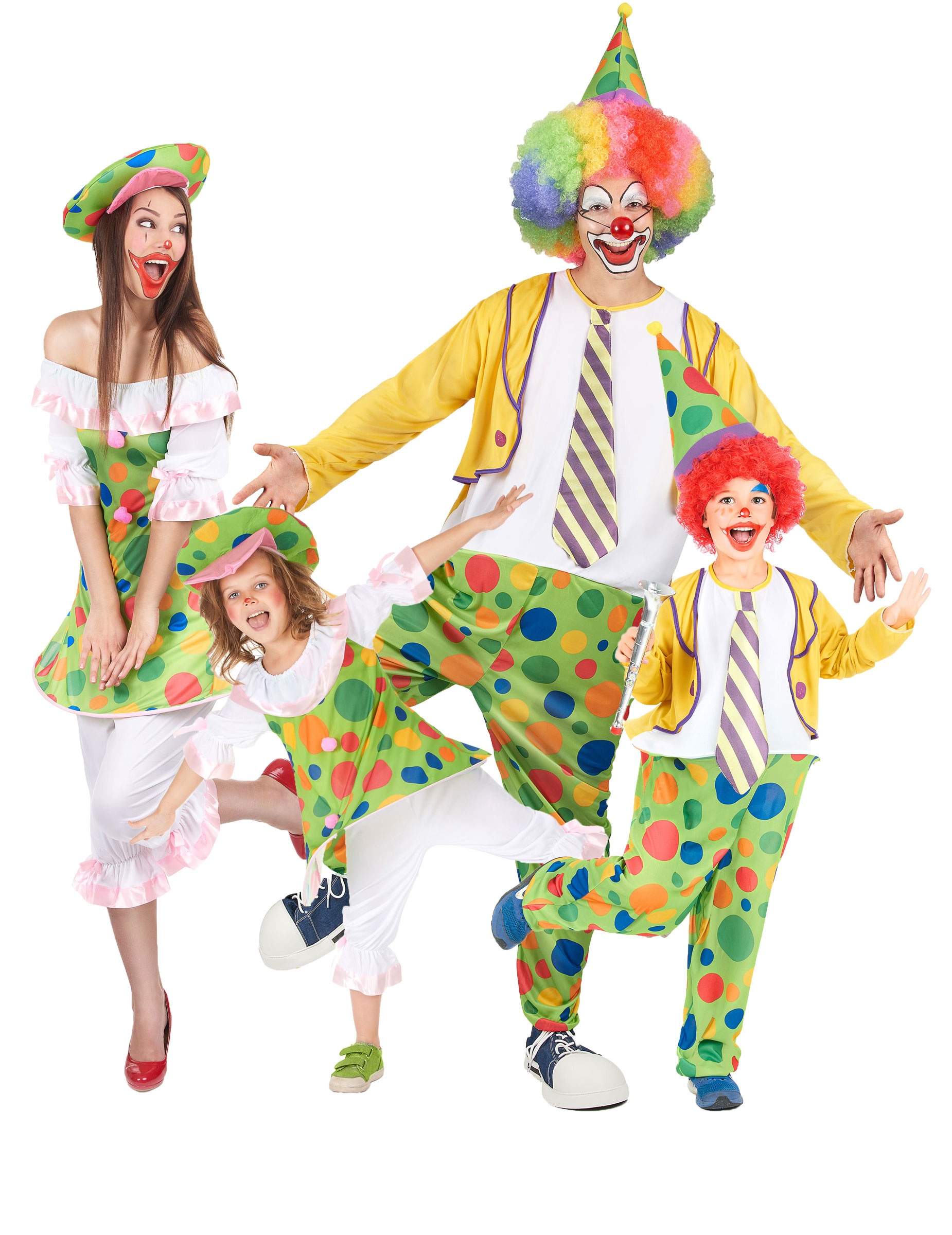 Fröhliche Clown-Familie Gruppenkostüm-Set bunt von BCI