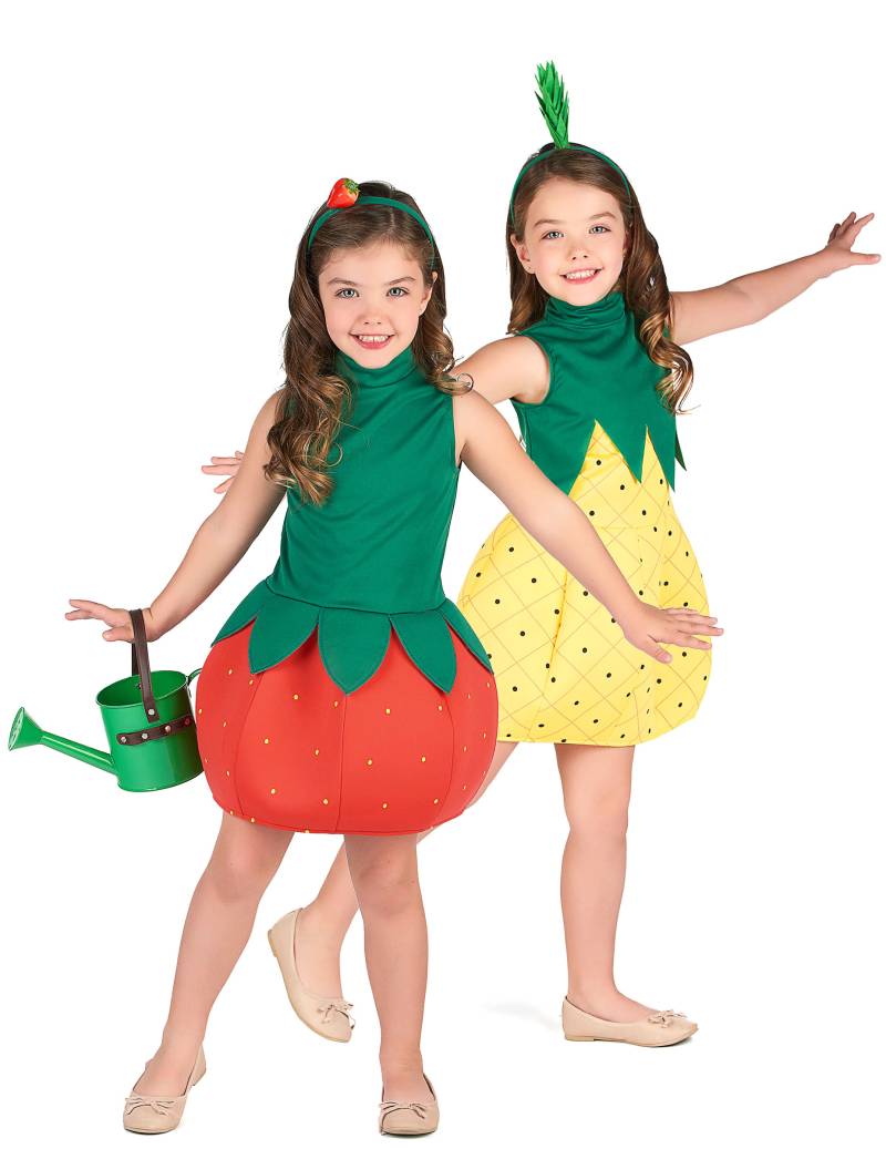 Früchte-Paarkostüm für Kinder Karneval rot-grün-gelb von BCI