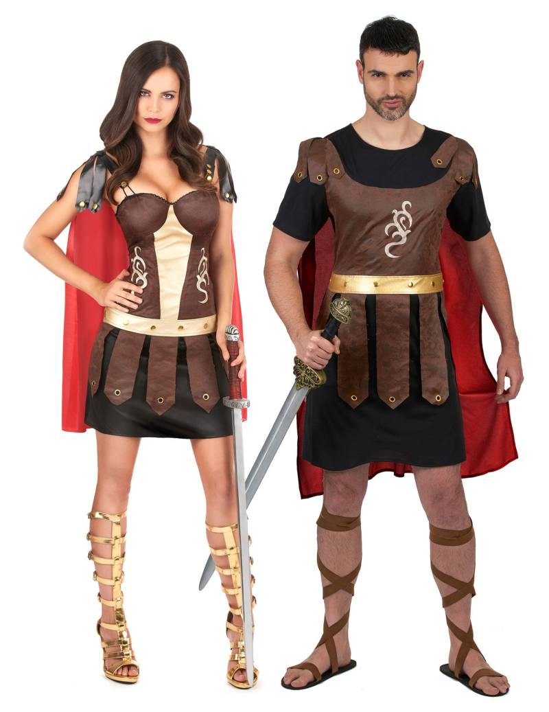 Gladiatoren-Paarkostüm Antike-Kostüm für Paare braun-rot von BCI