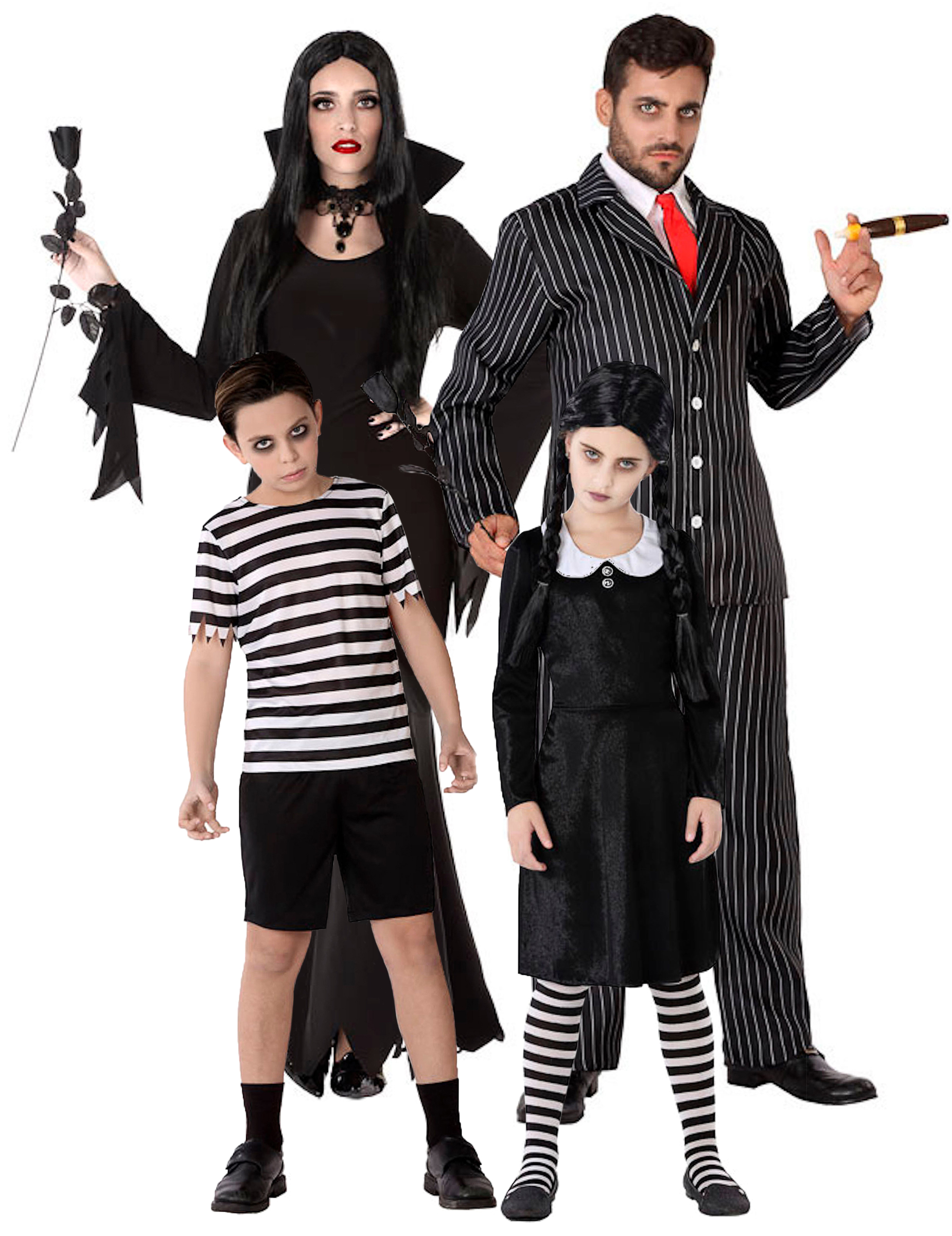 Gothic-Familie Gruppenkostüm Halloweenkostüm schwarz-weiss von BCI
