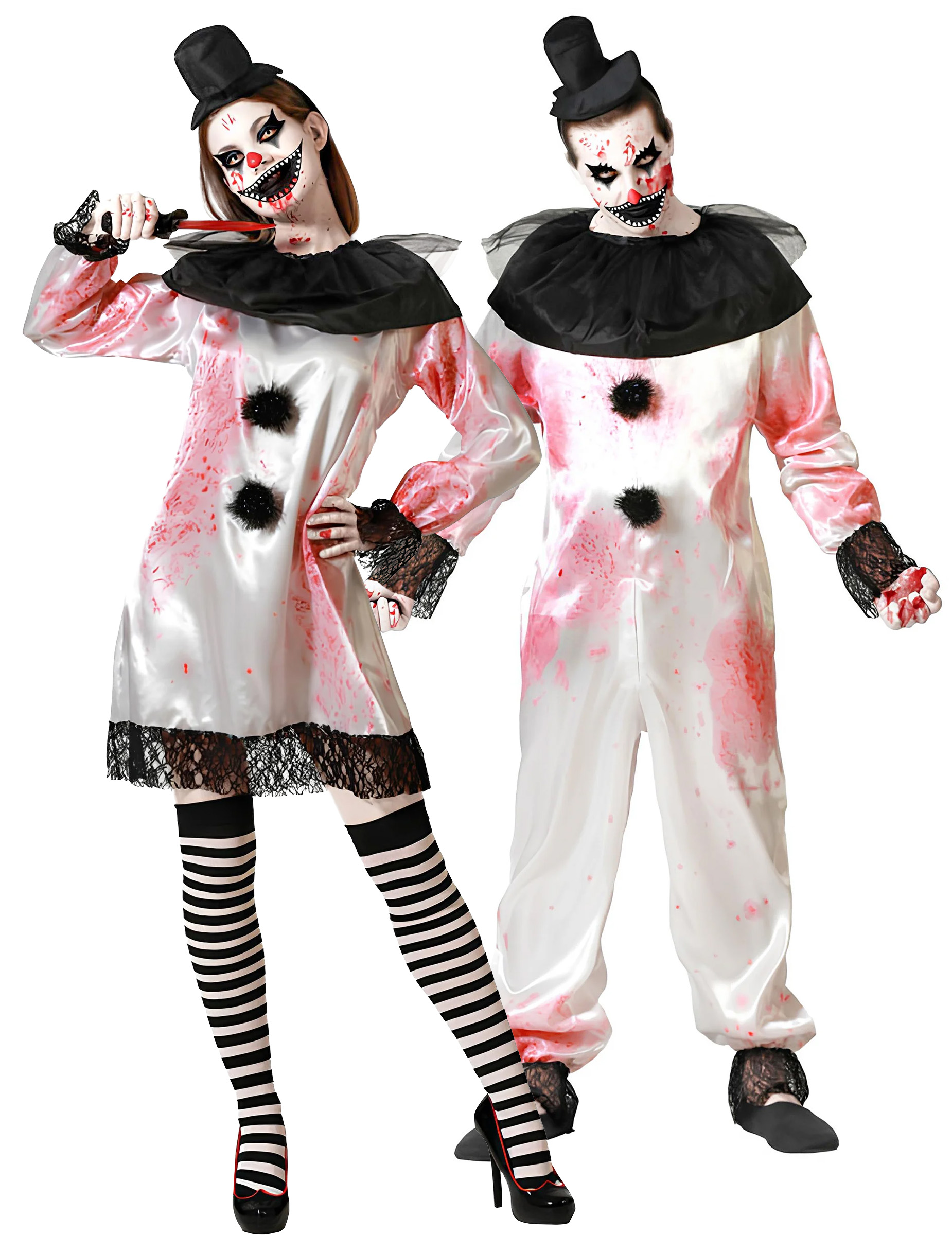Gruseliges Pierrot Paarkostüm für Erwachsene Gruseliges Pierrot Paarkostüm für Erwachsene von BCI