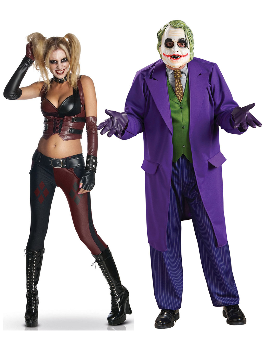 Harley Quinn + Joker Kostüm-Set für Paare bunt Harley Quinn + Joker Kostüm-Set für Paare bunt von BCI