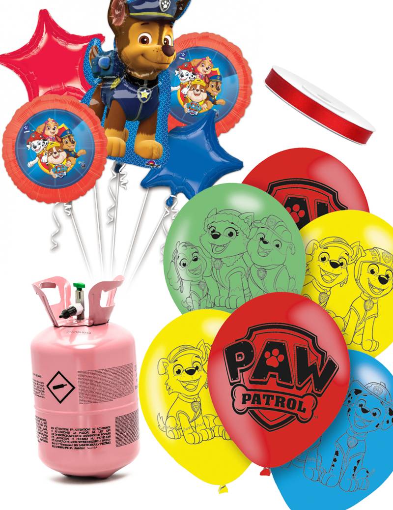 Heliumflaschen Set mit 11 Ballons Paw Patrol und Satinband von BCI