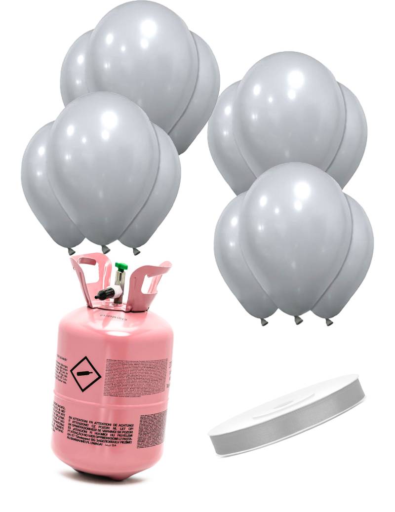 Heliumflaschen Set mit 12 silbernen Ballons von BCI