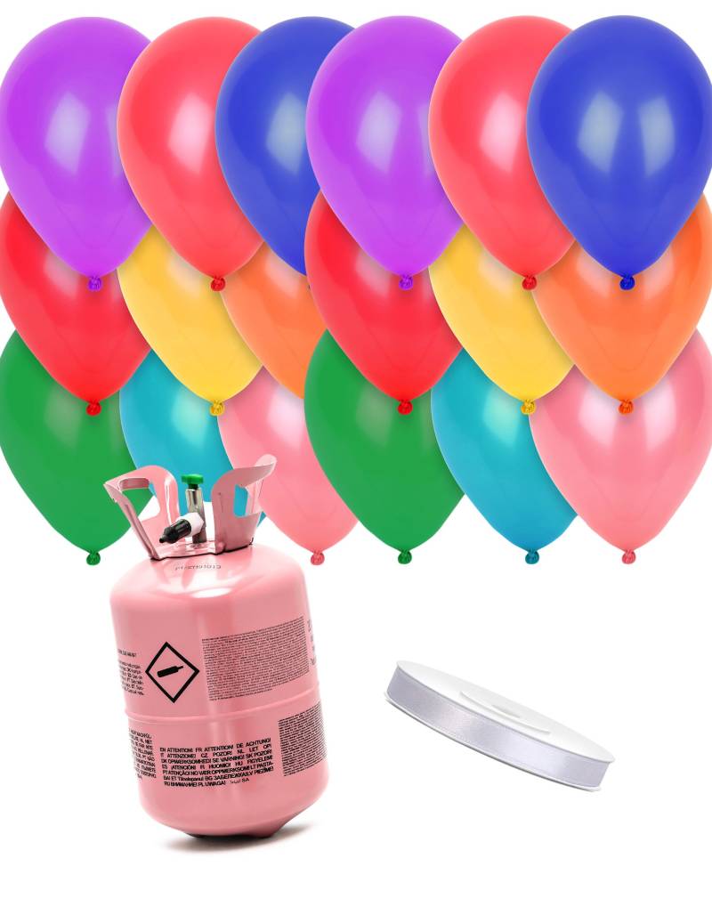 Heliumflaschen-Set mit 24 bunten Ballons von BCI