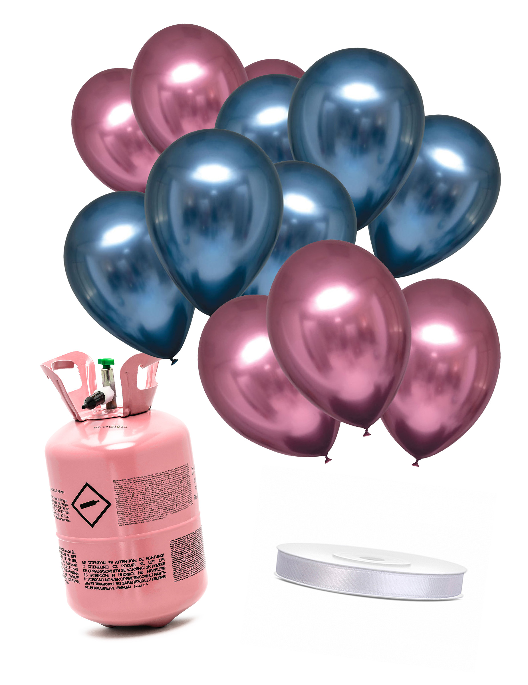 Heliumflaschen Set mit 6 marineblauen Ballons, 6 rosa Ballons Heliumflaschen Set mit 6 marineblauen Ballons, 6 rosa Ballons von BCI
