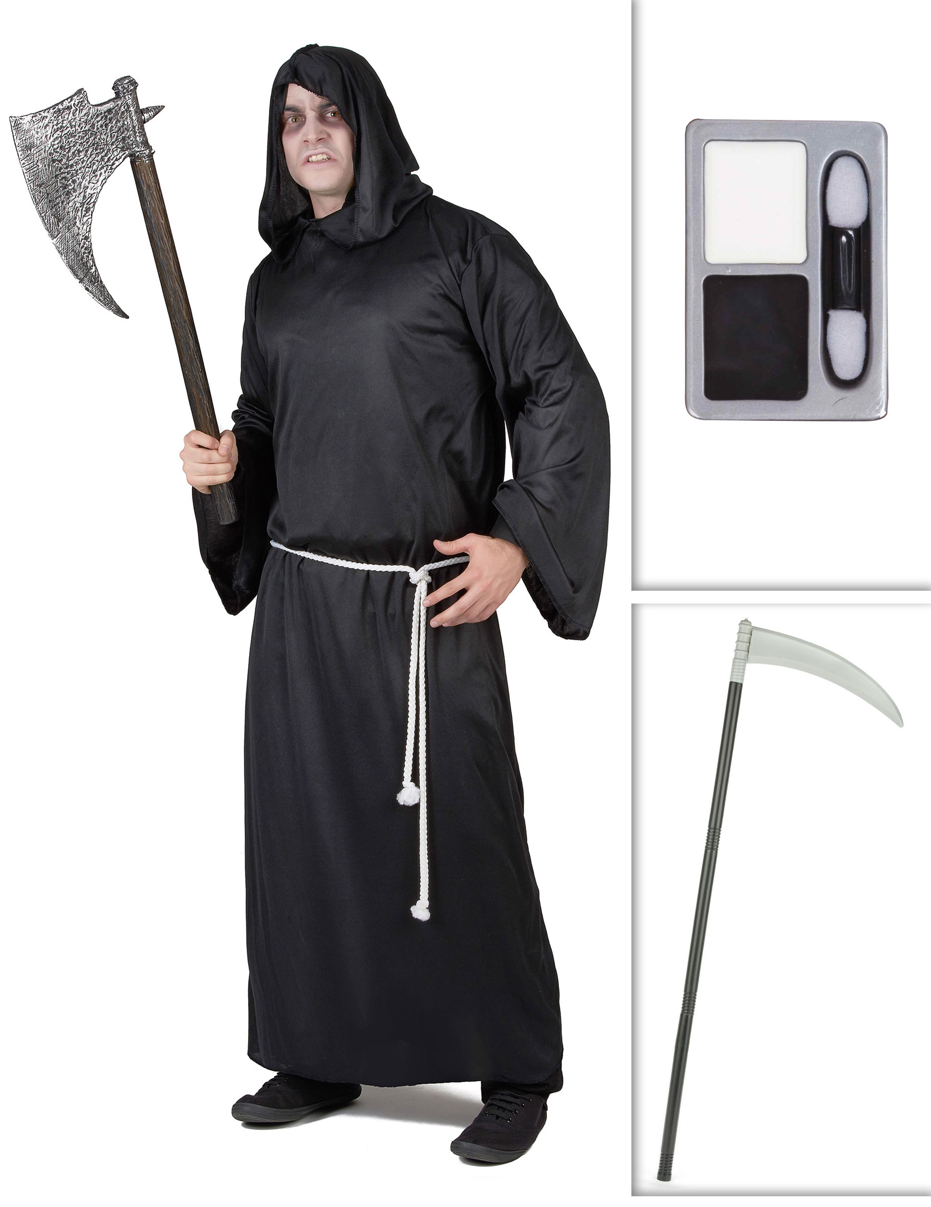 Henkerkostüm-Set Sensenmann-Halloweenkostüm 5-teilig schwarz von BCI