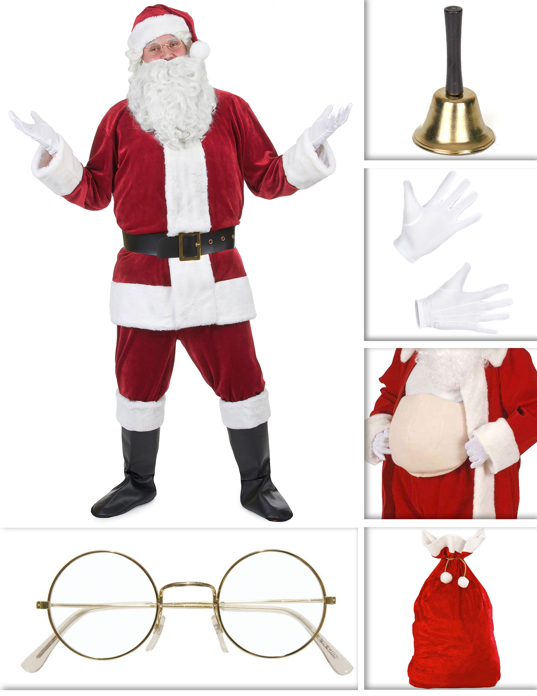 Hochwertiges Weihnachtsmann-Kostümset 10-teilig rot-weiss Hochwertiges Weihnachtsmann-Kostümset 10-teilig rot-weiss von BCI