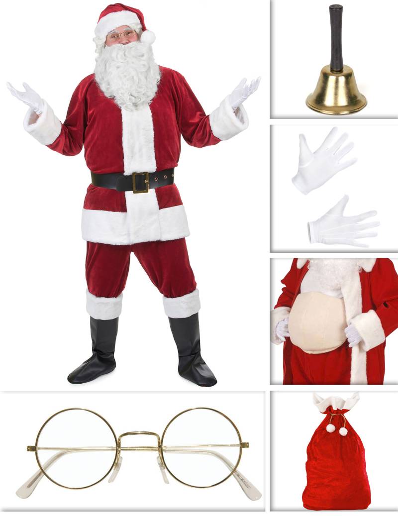Hochwertiges Weihnachtsmann-Kostümset 10-teilig rot-weiss von BCI