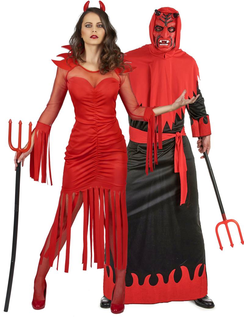 Höllenscharfes Teufelspaar Halloween-Partnerkostüm für Erwachsene rot-schwarz von BCI