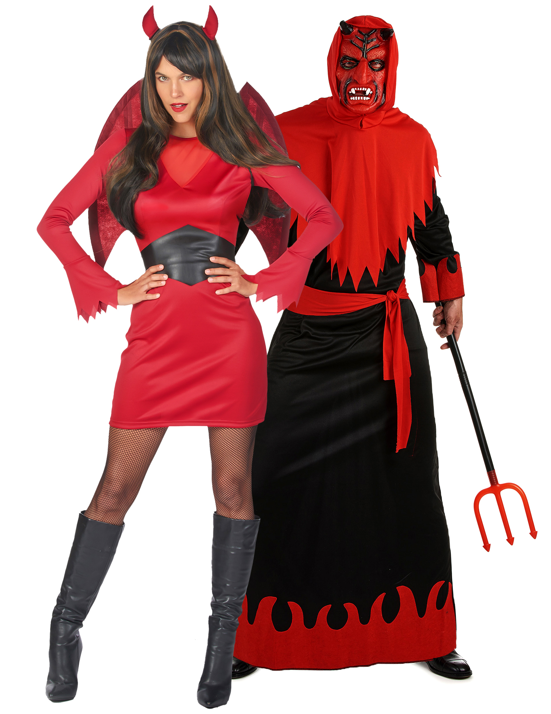 Höllisches Teufels-Pärchen Halloween-Paarkostüm für Erwachsene rot-schwarz von BCI