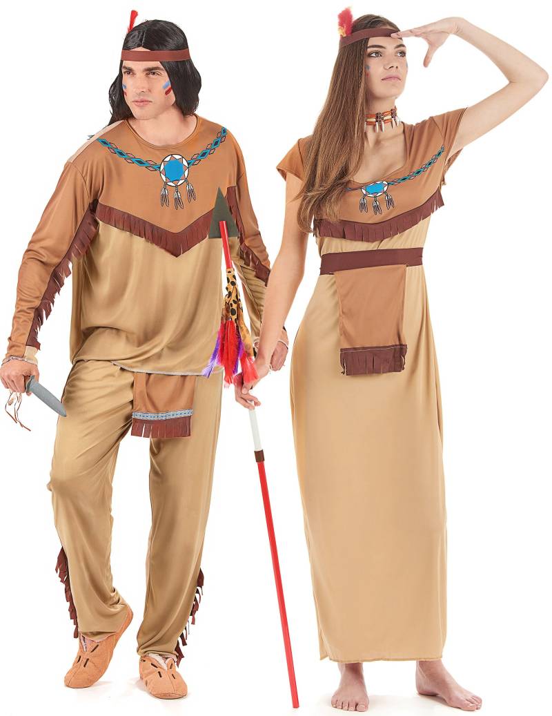 Indianer Erwachsenenkostüm für Paare braun von BCI