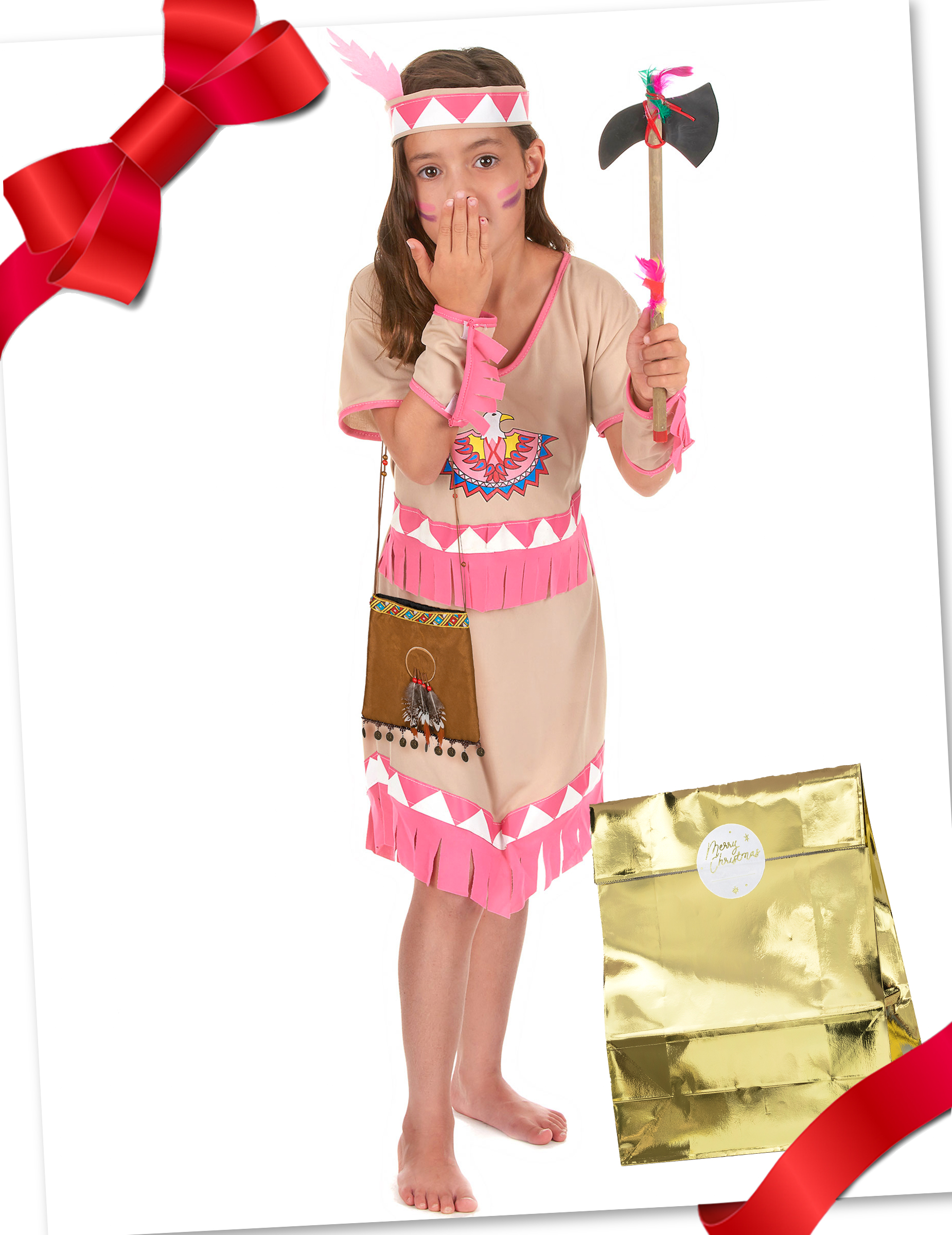 Indianer-Mädchenkostüm Geschenkset braun-rosa Indianer-Mädchenkostüm Geschenkset braun-rosa von BCI