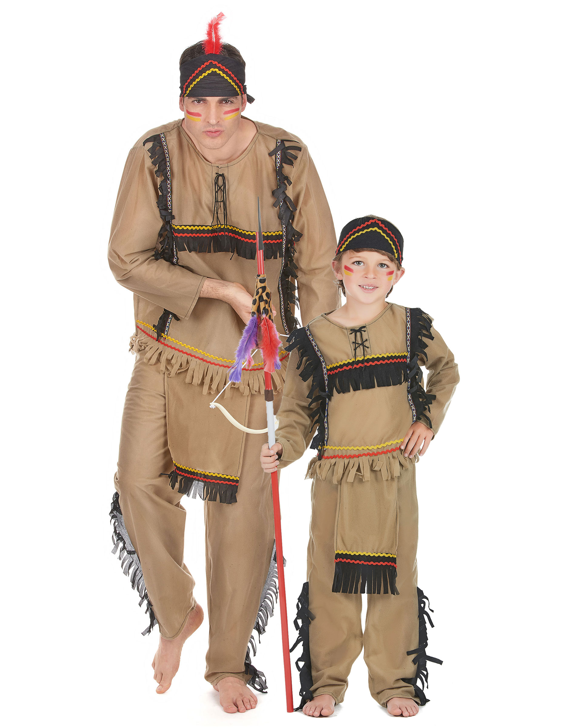 Indianer-Partnerkostüm für Vater und Sohn Karneval braun-schwarz Indianer-Partnerkostüm für Vater und Sohn Karneval braun-schwarz von BCI