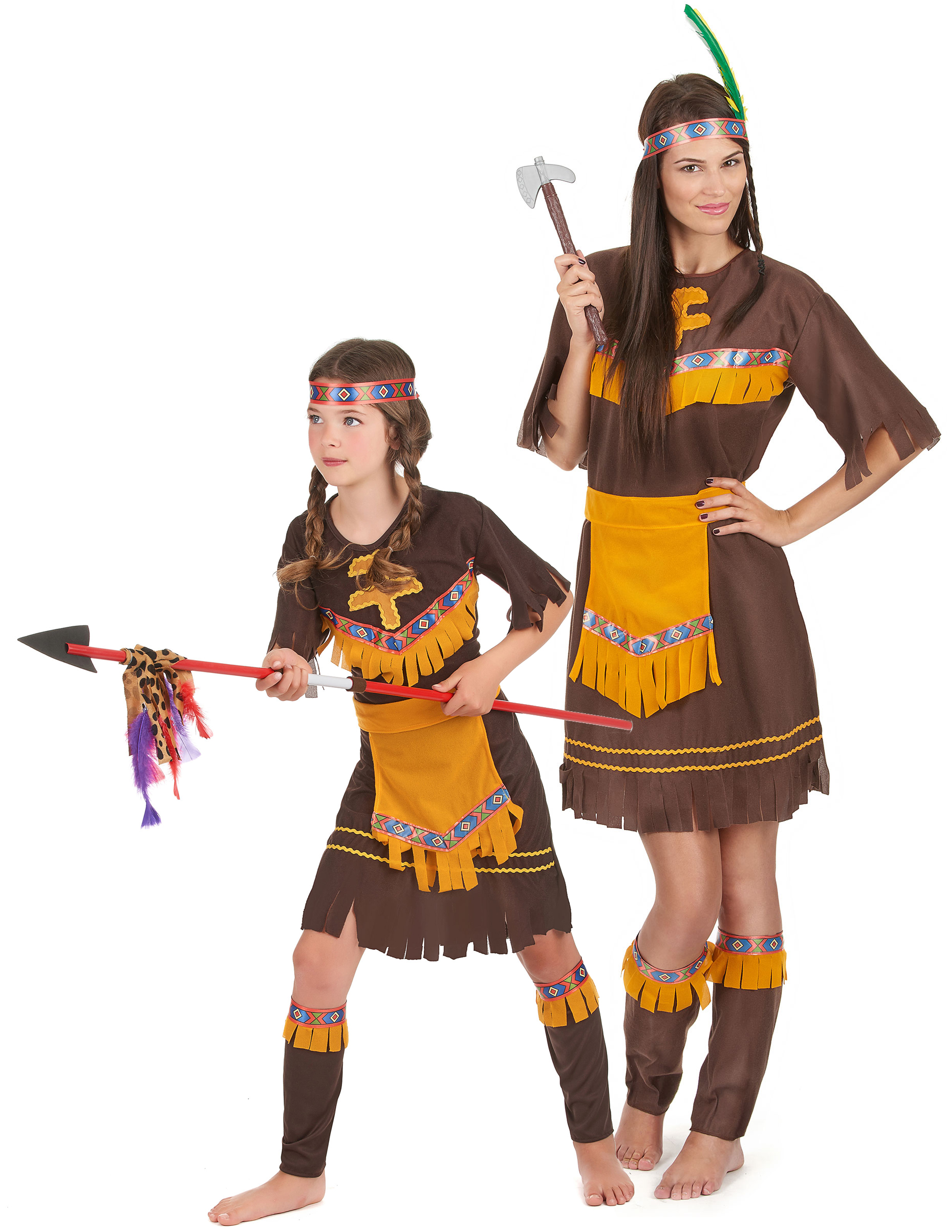 Indianerinnen-Kostüm für Mutter und Tochter braun-gelb Indianerinnen-Kostüm für Mutter und Tochter braun-gelb von BCI