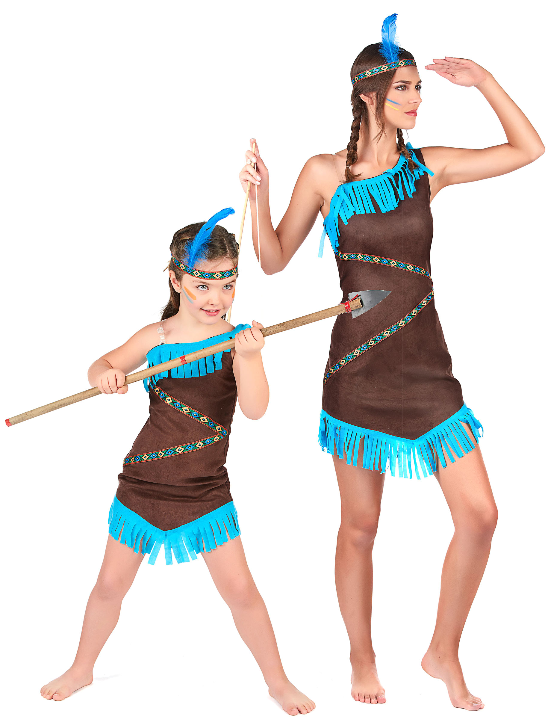 Indianerinnen-Paarkostüm Mutter und Tochter türkis-braun Indianerinnen-Paarkostüm Mutter und Tochter türkis-braun von BCI