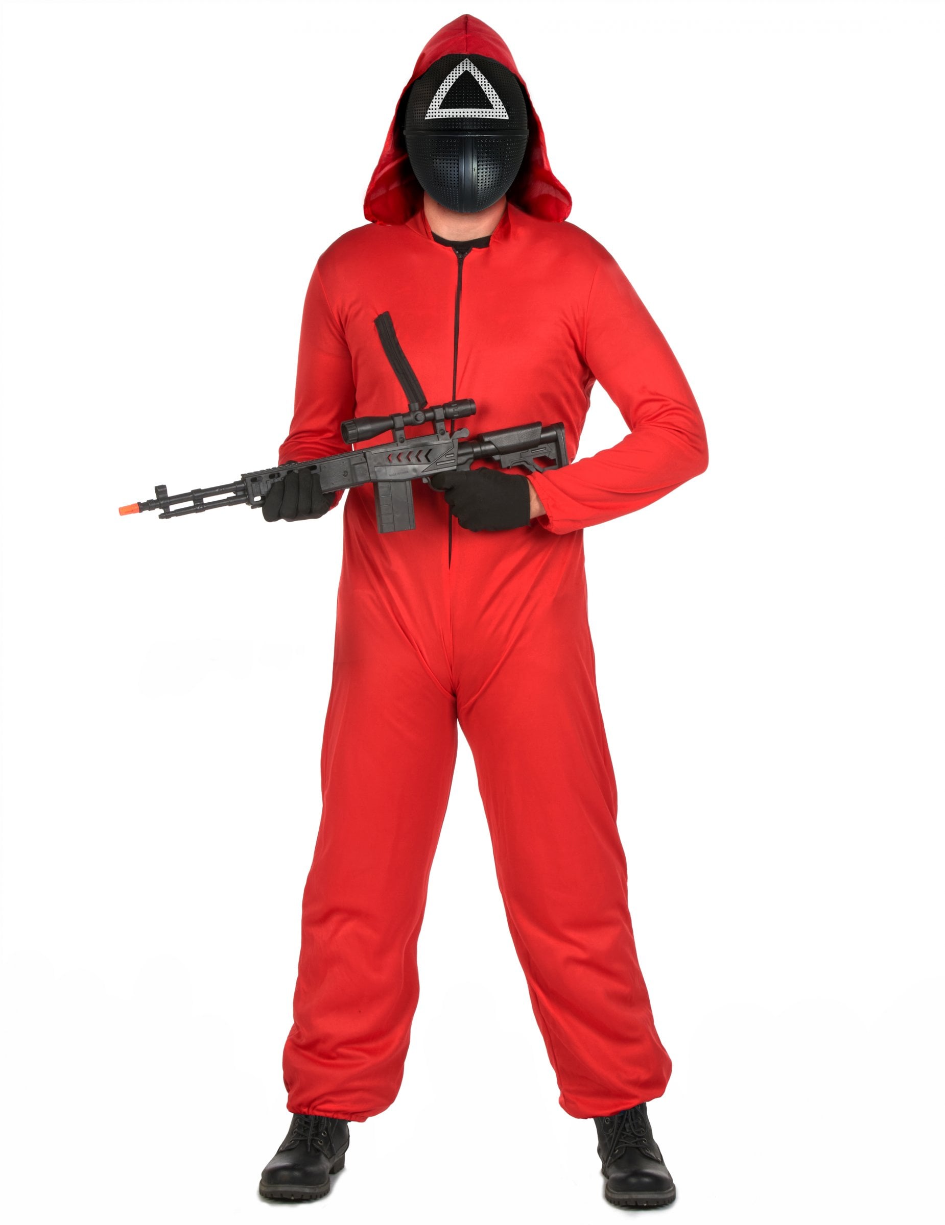 Killerwächter-Kostümset mit Kunststoffmaske für Erwachsene koreanische Horrorserie rot-schwarz-weiß Killerwächter-Kostümset mit Kunststoffmaske für Erwachsene koreanische Horrorserie rot-schwarz-weiß von BCI