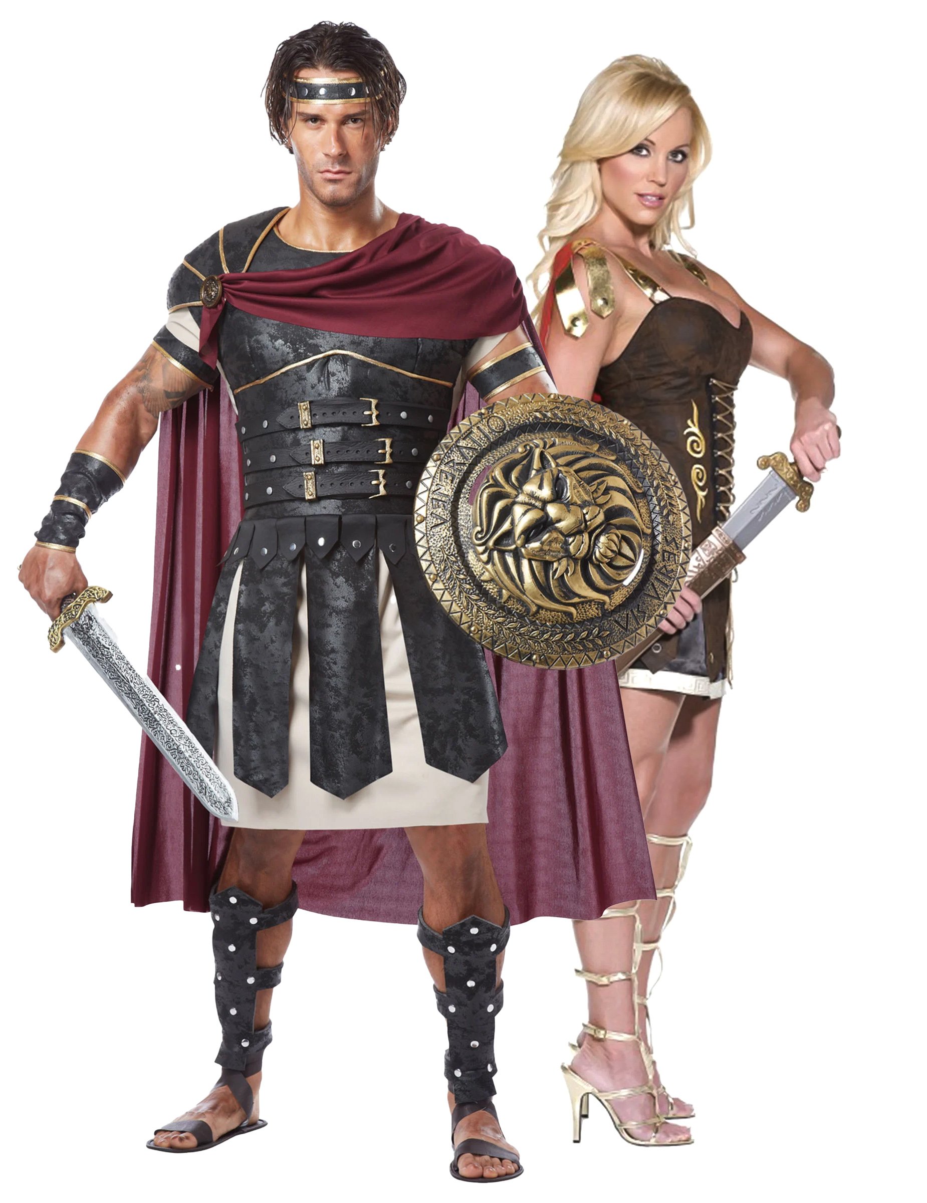 Kriegerisches Gladiator Paarkostüm schwarz braun von BCI