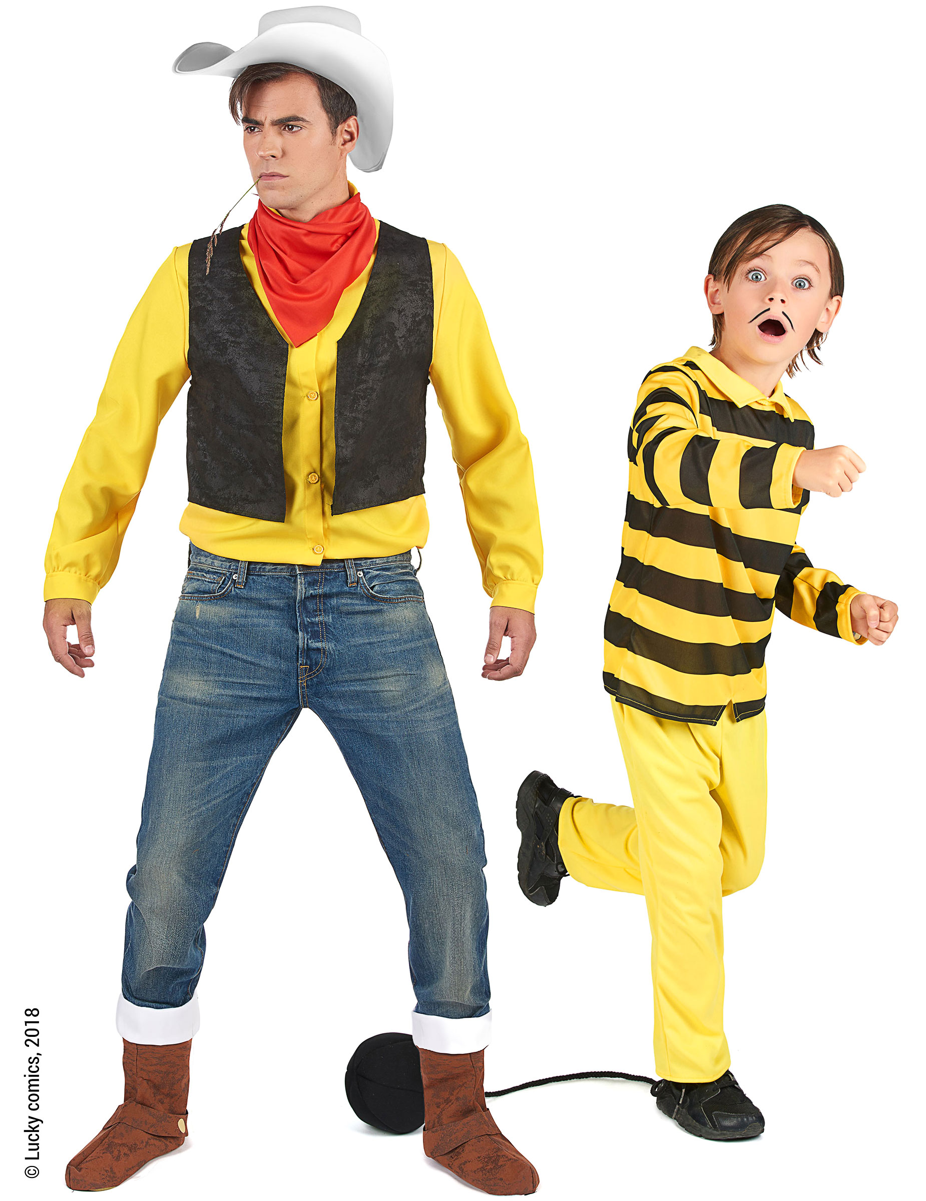 Lucky Luke + Dalton Paarkostüm für Vater und Sohn gelb-bunt von BCI