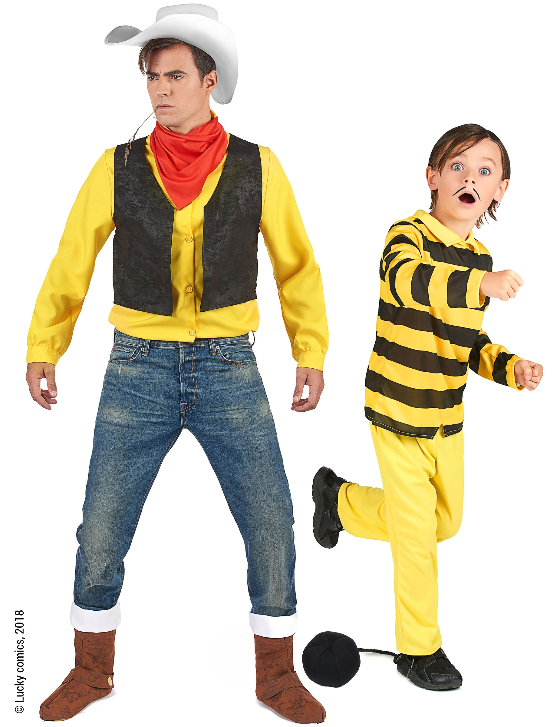 Lucky Luke + Dalton Paarkostüm für Vater und Sohn gelb-bunt von BCI