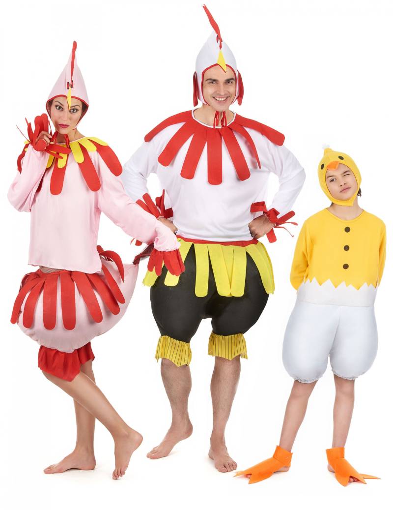 Lustige Hühner-Familie Gruppenkostüm-Set bunt von BCI