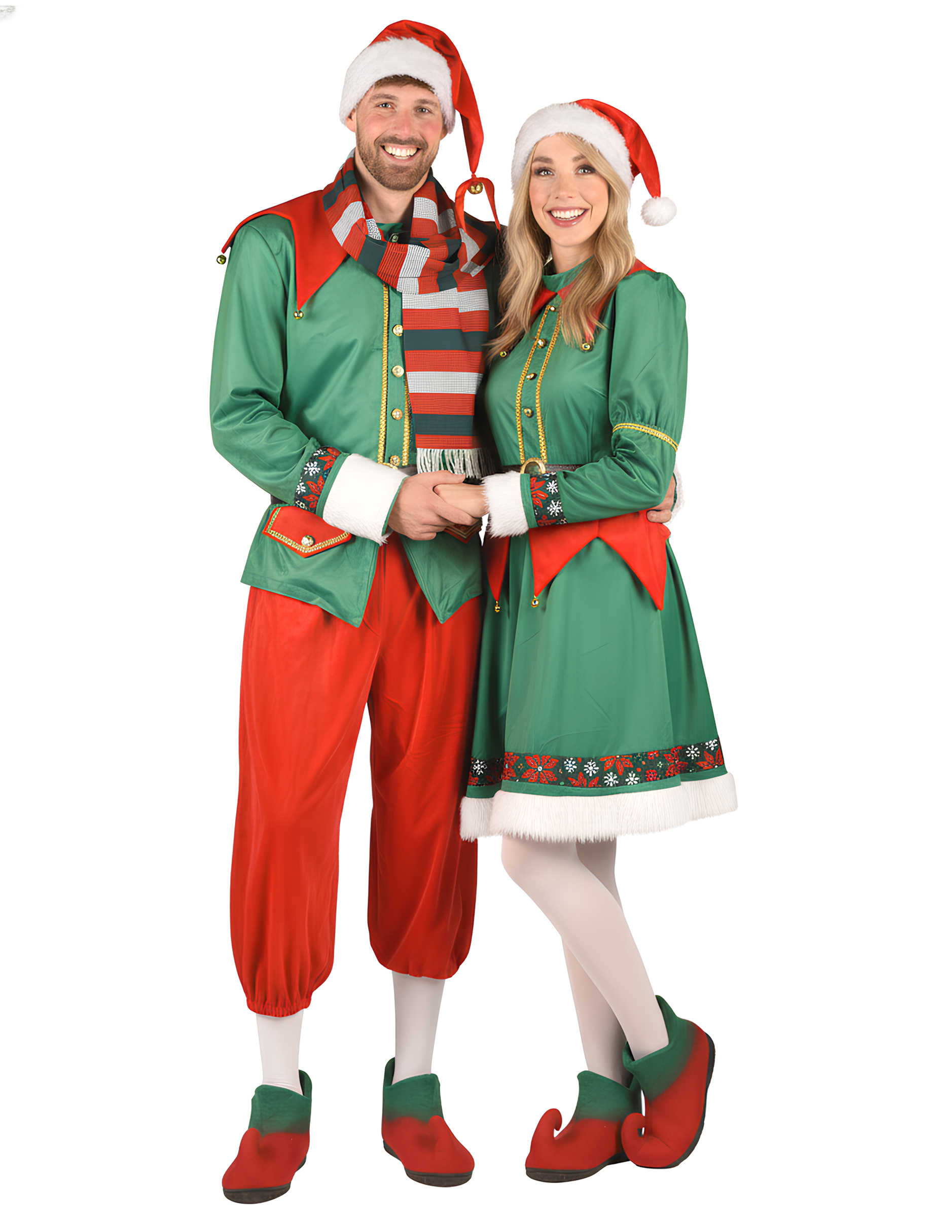 Luxuriöses Weihnachtselfen-Paarkostüm für Erwachsene von BCI