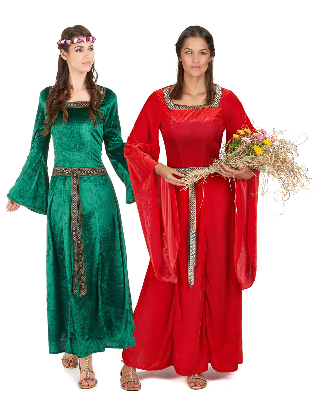 Mittelalter-Paarkostüm für Damen Fasching grün-rot Mittelalter-Paarkostüm für Damen Fasching grün-rot von BCI