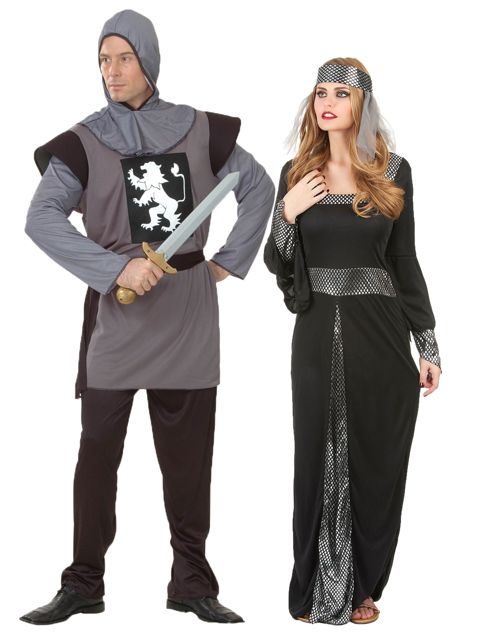 Mittelalter Ritter Paarkostüm schwarz grau silber Mittelalter Ritter Paarkostüm schwarz grau silber von BCI