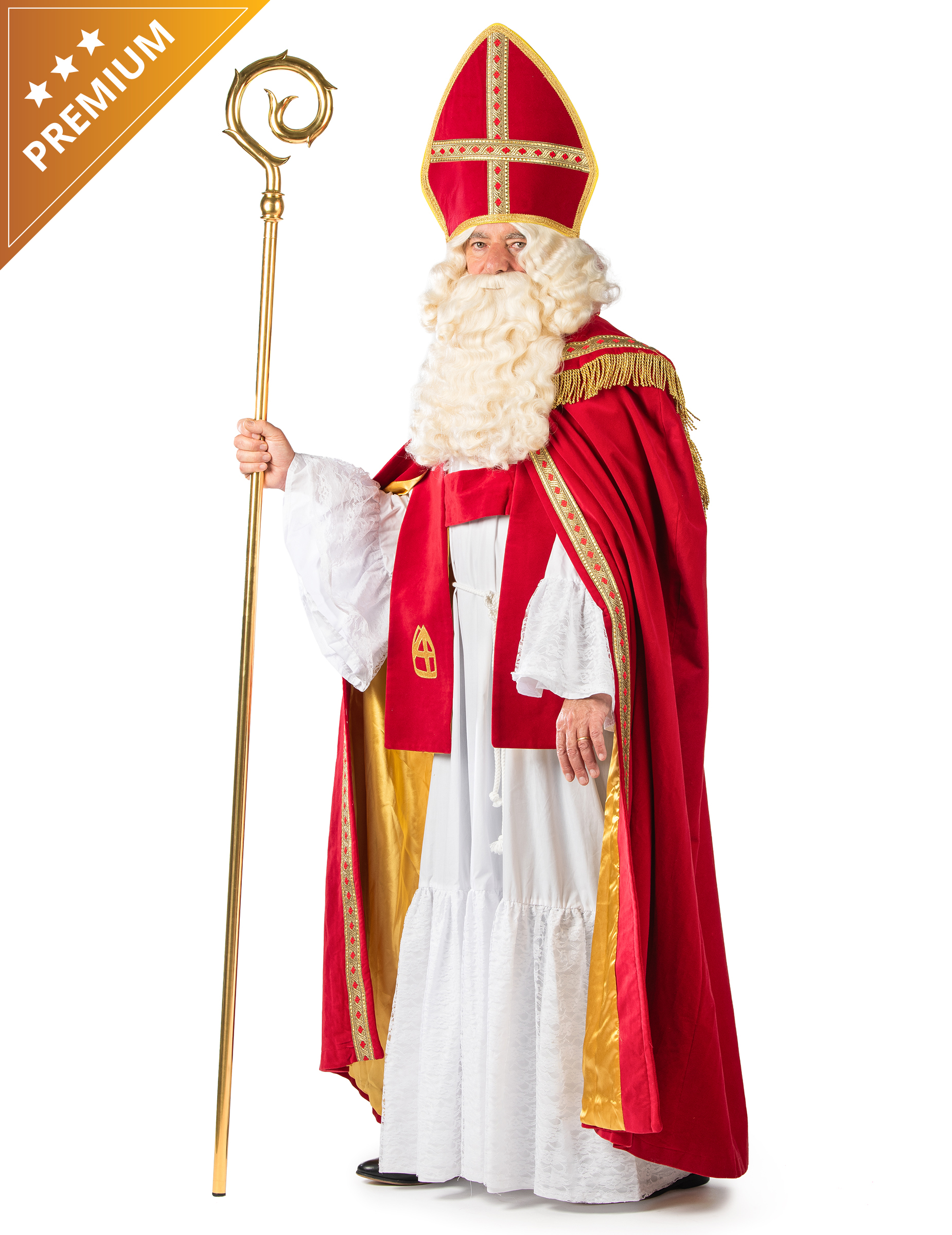 Nikolaus Komplettset für Erwachsene mit Stab und Bart von BCI